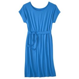 Merona Womens Plus Size Short Sleeve Belted Dress   Blue 4