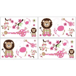 Sweet Jojo Designs Pink And Green Jungle Friends Wall Decals (set Of 4) (PaperHanging instructions Easy peel and stick backingDimensions (each) 10 inches high x 18 inches wideNOTE These decals are intended for standard flat wall finishes and may not ad