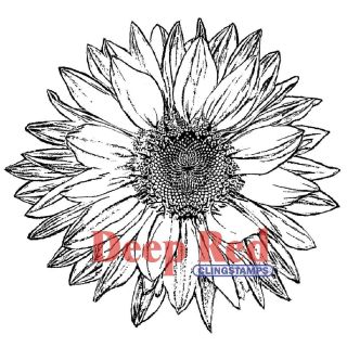 Deep Red Cling Stamp   Large Sunflower