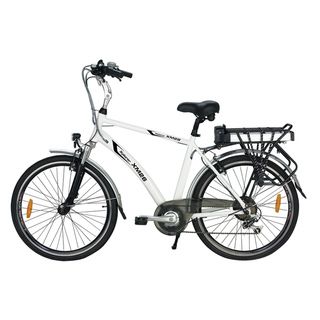 Yukon Trails Xplorer Male Urban Street Electric Bike (26 inch) (WhiteModel MS EBLIM26Available sizes 26 inchFrame Step thruForks Rigid steel forks with suspensionSaddle Wide leatherWheels 24 inch alloy double wallTires 26 inches diameter x 1.75 inc