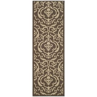 Safavieh Chocolate/ Natural Indoor Outdoor Runner Rug (22 X 12)