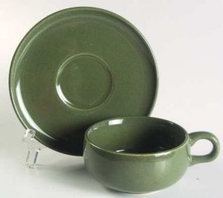 Steubenville American Modern Cedar Green Flat Cup & Saucer Set, Fine China Dinne