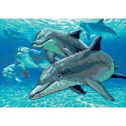 Deep Sea Dolphins Mini No Count Cross Stitch Kit 7x5