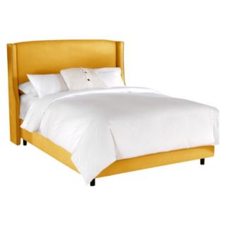 Skyline cal King Bed Embarcadero Nail Button Wingback Bed   Linen French Yellow