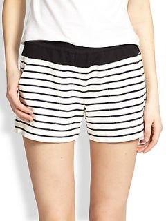 BCBGMAXAZRIA Teagan Striped Shorts   Off White