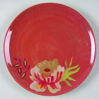 Tracy Porter Rhapsody Salad Plate, Fine China Dinnerware   Flowers,Monkeys,Red/G
