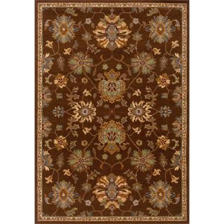 Indoor Brown Oriental Print Wool Blend Area Rug (53 X 76)