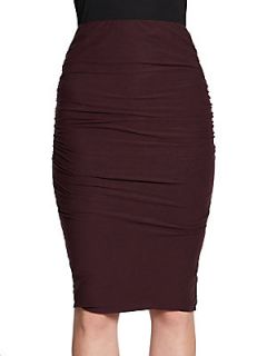 Ruched Jersey Pencil Skirt   Eggplant