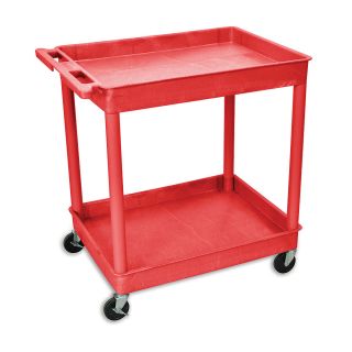Luxor Tray Shelf Carts   32Wx24D Shelf   38 1/2H   Red