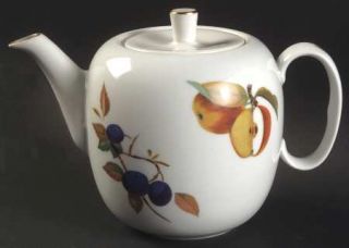 Royal Worcester Evesham Gold (Porcelain) Teapot & Lid, Fine China Dinnerware   P