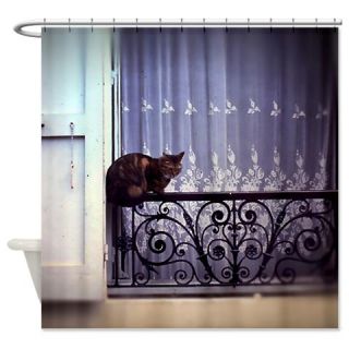  Vintage cat on A french Balcony Shower Curtain  Use code FREECART at Checkout