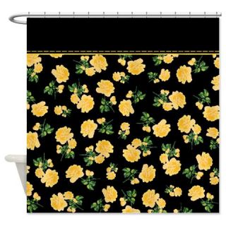  Yellow flowers on black Shower Curtain  Use code FREECART at Checkout