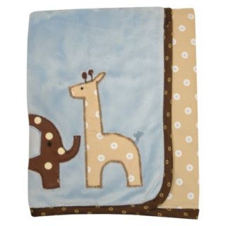 Lambs & Ivy Jake Minky Blanket   Blue/Brown