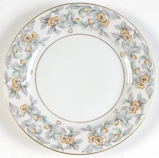 Adline Jonquil Bread & Butter Plate, Fine China Dinnerware   Yellow Flowers, Gra