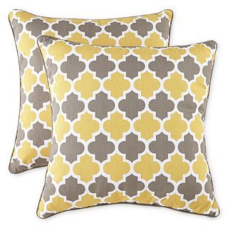 Trellis 2 pk. Decorative Pillows, Yellow/Grey