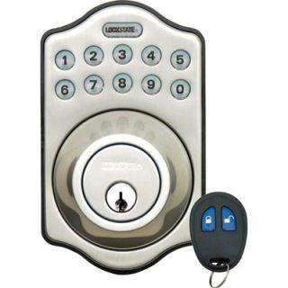 Electronic Deadbolt with Remote and Keys   Satin Silver Finish, Model# LS 