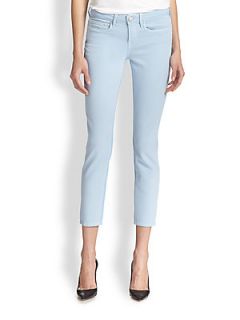Vince Double Ghost Stripe Ankle Skinny Jeans   Chambray
