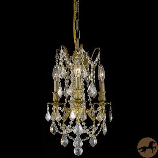 Christopher Knight Home Lugano 3 light Royal Cut Gold Crystal/ French Gold Chandelier (Crystal and AluminumFinish French GoldNumber of lights Three (3)Requires three (3) 60 watt max bulb (not included)Bulb type E12, 110 Volt 125 VoltFive feet of chain/