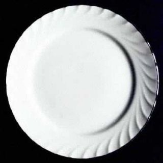 Gildhar Swirl Salad Plate, Fine China Dinnerware   All White, Swirl Edge, Platin