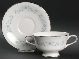 Wedgwood Josephine Blue Footed Cream Soup Bowl & Saucer Set, Fine China Dinnerwa