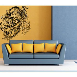 Cobra and L Train Street Art Vinyl Wall Decal (Glossy blackEasy to applyDimensions 25 inches wide x 35 inches long )