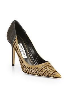 Jimmy Choo Able Perforated Leather Pumps   Asphalt