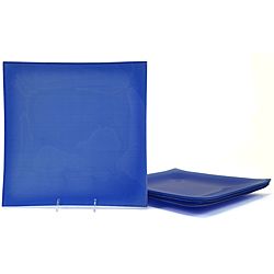 Blue Tempered Glass Dinner Plate/charger Set (BlueDimensions 10.5 inches high x 10.5 inches wide x 1 inch thickMaterials Tempered GlassCare instructions Dishwasher Safe, Oven Safe to 350F, Freezer Safe, Break ResistantSet of 4 )