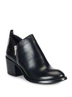Costume National Leather Double Zip Ankle Boots   Black