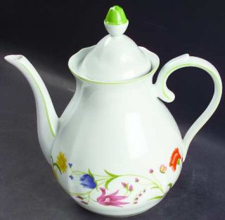 Denby Langley Tea Party Coffee Pot & Lid, Fine China Dinnerware   Multicolor Flo