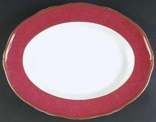 Wedgwood Crown Ruby 14 Oval Serving Platter, Fine China Dinnerware   Bone, Ruby