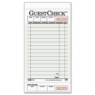 National Checking Company 1 Pt Carbnless Guest Chk 16ln Gre 50/50