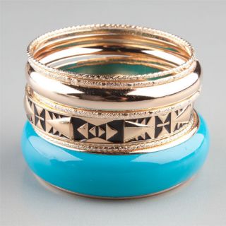 7 Piece Chunky Ethnic Bangles Turquoise One Size For Women 235429241