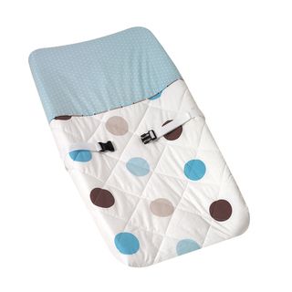 Sweet Jojo Designs Blue And Brown Mod Dots Changing Pad Cover (100 percent cottonDimensions 31 inches high x 17 inches wide)