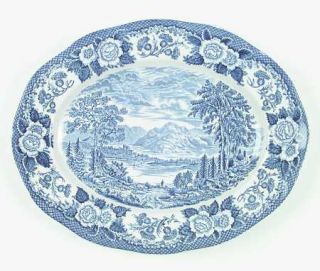 Royal Warwick Lochs Of Scotland Blue 12 Oval Serving Platter, Fine China Dinner