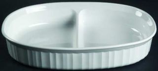 Corning French White (Bakeware) 1.5 Qt Oval Covered Divided Casserole No Lid, Fi