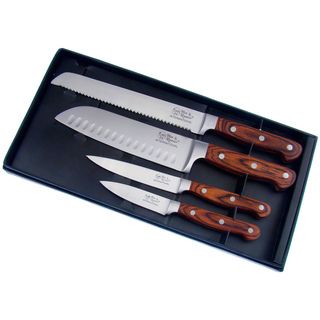 Hen and Rooster Pakka Wood Stainless Steel Knife Set (set Of 4)
