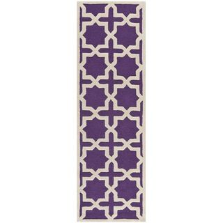 Safavieh Handmade Moroccan Cambridge Purple Wool Rug (26 X 12)