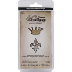 Sizzix Movers and Shapers Magnetic Die Set 2/pkg By Tim Holtz crown and Fleur (1.5 inches x 2.25 inches Design Mini Crown and Fleur SetDimensions Mini Crown and Fleur   1.5 inches height x 1.88 inches wide x 0.5 inches deepDesigner Tim HoltzImported Me