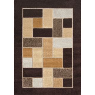 Primavera Brown Geometric Bricks Area Rug (52 X 76)