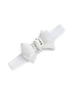 Bari Lynn Infants Crystal Bow Elastic Headband   White