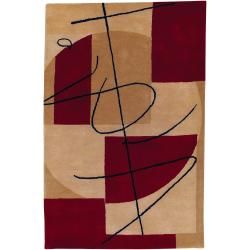 Hand tufted Beige Contemporary Castleford New Zealand New Zealand Wool Abstract Rug (33 X 53)