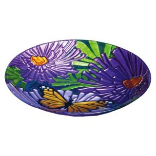 Monarch Floral Glass Birdbath