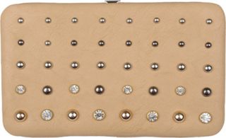 Womens Journee Collection Stud Detail Checkbook Clutch Wallet   Tan Clutches