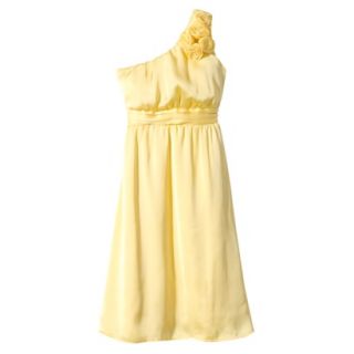 TEVOLIO Womens Satin One Shoulder Rosette Dress   Sassy Yellow   12
