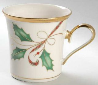Lenox China Holiday Nouveau Gold Mug, Fine China Dinnerware   Holly, Berries, Pl