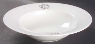 Royal Doulton Flirtation Rim Soup Bowl, Fine China Dinnerware   Fusion,White,Sil