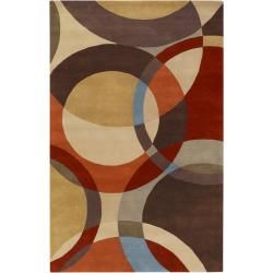 Hand tufted Contemporary Multi Colored Circles Buxar Wool Geometric Rug (9 X 12)