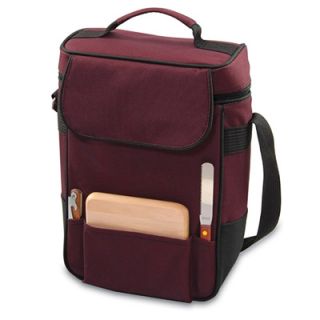 Picnic Time Duet Wine Bottle Tote   2 Compartment, Adjustable Strap, Burgundy