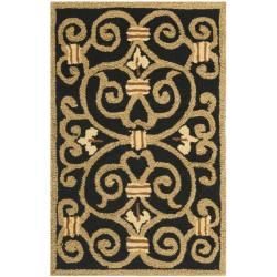 Hand hooked Chelsea Irongate Black Wool Rug (18 X 26)