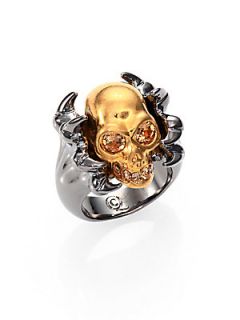 Alexander McQueen Two Tone Claw Skull Punk Ring   Gold Silver